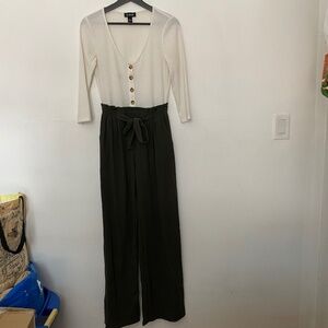 A. Byer White and Green Outfit Jumpsuit